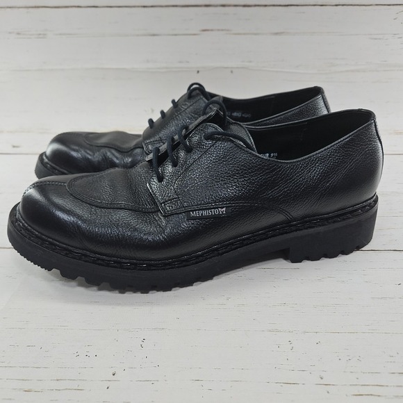 Mephisto Pegasio Oxford Mens 10 Black Full Grain Leather Lace Up‎ Dress Shoe